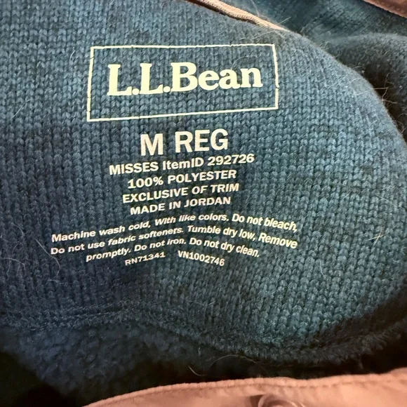 L.L. Bean Women’s Glacial Blue 1/4 Snap Knit Pullover Sz M - Picture 7 of 10